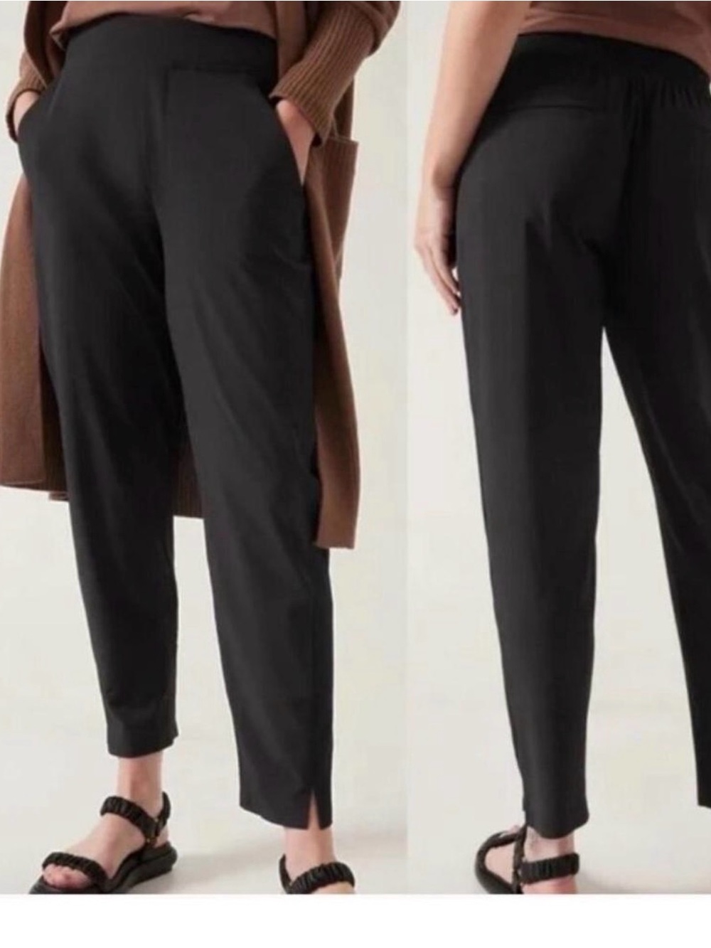 Athleta Black Cropped Tailored Ankle Pants 10 TALL in blue NWOT